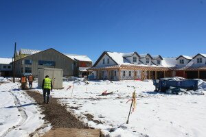 Breckenridge Brewery under construction with the Farm House building in the foreground Feb. 2015. 