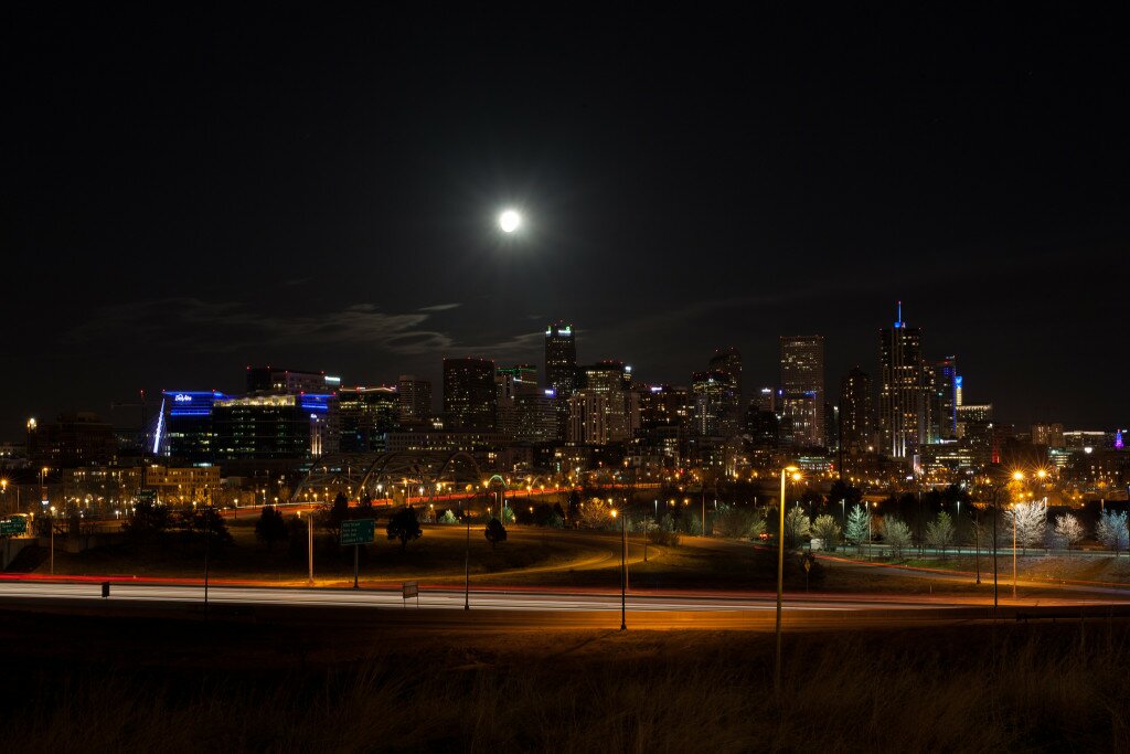 Denver skyline from Speer Boulevard and Zuni. Photo Credit: Urban Safari Photography