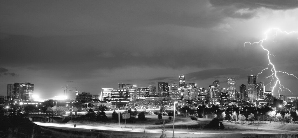 Denver Skyline lightning