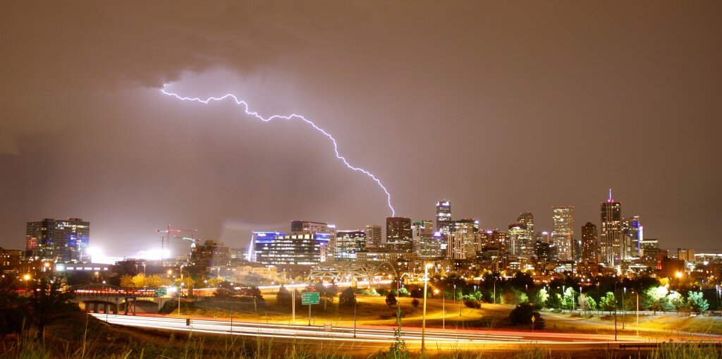 Denver Skyline lightning