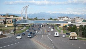 Rendering of Lone Tree pedestrian bridge courtesy Fentress Architects. 